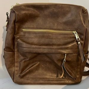 Brown leather backpack